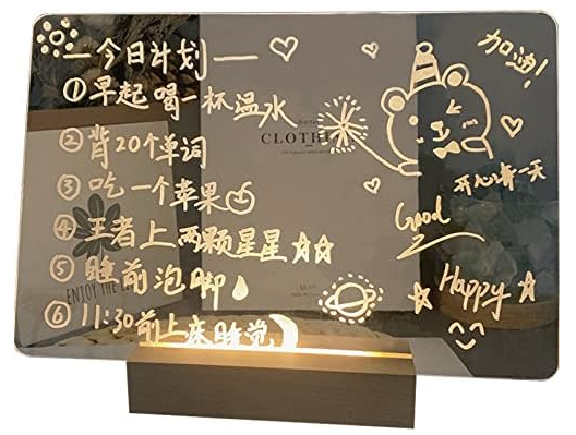 UB Panou luminos acrilic tip tabla de notite transparenta cu baza din lemn